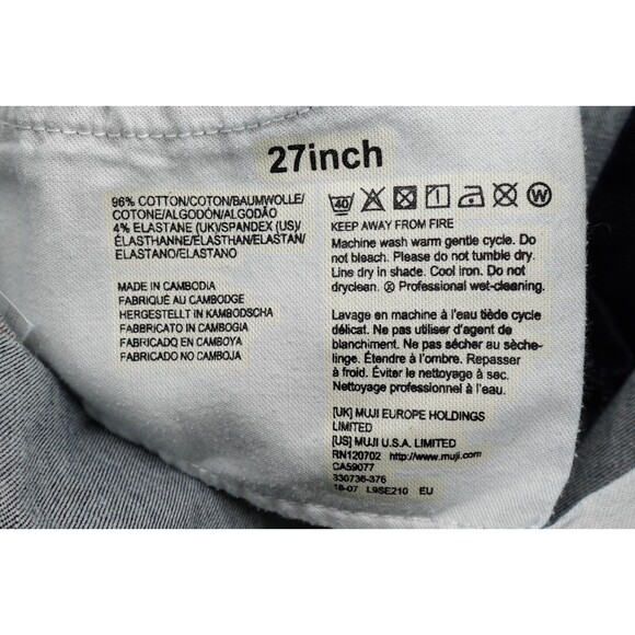 MUJI Women's Slim Straight 6-Pocket Stretch Cotton Blend Denim Blue Jeans SZ 27 - Picture 16 of 16